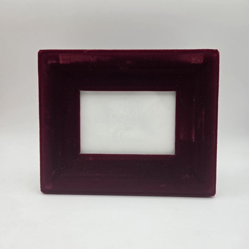 Vintage 1998 Burgundy or Maroon Velvet Picture Frame Photo size 4.75" x 3.5"